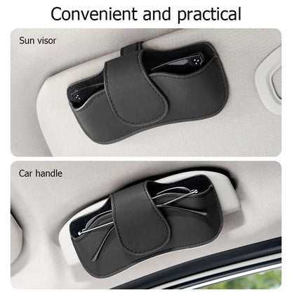 Car sun visor glasses bag leather wear-resistant sunglasses storage box for Jeep Grand Cherokee Wrangler Renegade Rubicon