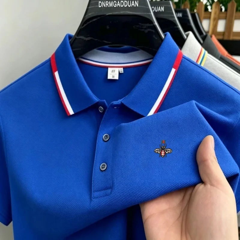 Summer New Designer Brand Exquisite Embroidery Breathable Men's Polo Shirt With Loose Casual Short-Sleeved T-Shirt and Collar