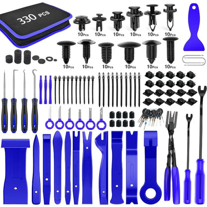 330PCS Trim Removal Tool Auto Push Pin Bumper Retainer Clip Set Fastener Terminal Remover Tool Adhesive Cable Clips Pry Kits
