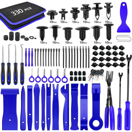 330PCS Trim Removal Tool Auto Push Pin Bumper Retainer Clip Set Fastener Terminal Remover Tool Adhesive Cable Clips Pry Kits