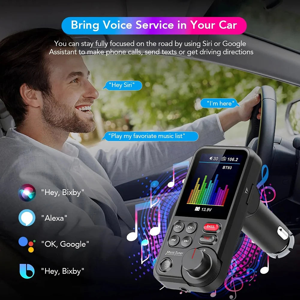1.8 Inch Music Player QC3.0 Charging Bluetooth-Compatible Handsfree Car Radio Quick Charge Adapter Car Wireless USB Fast Charger
