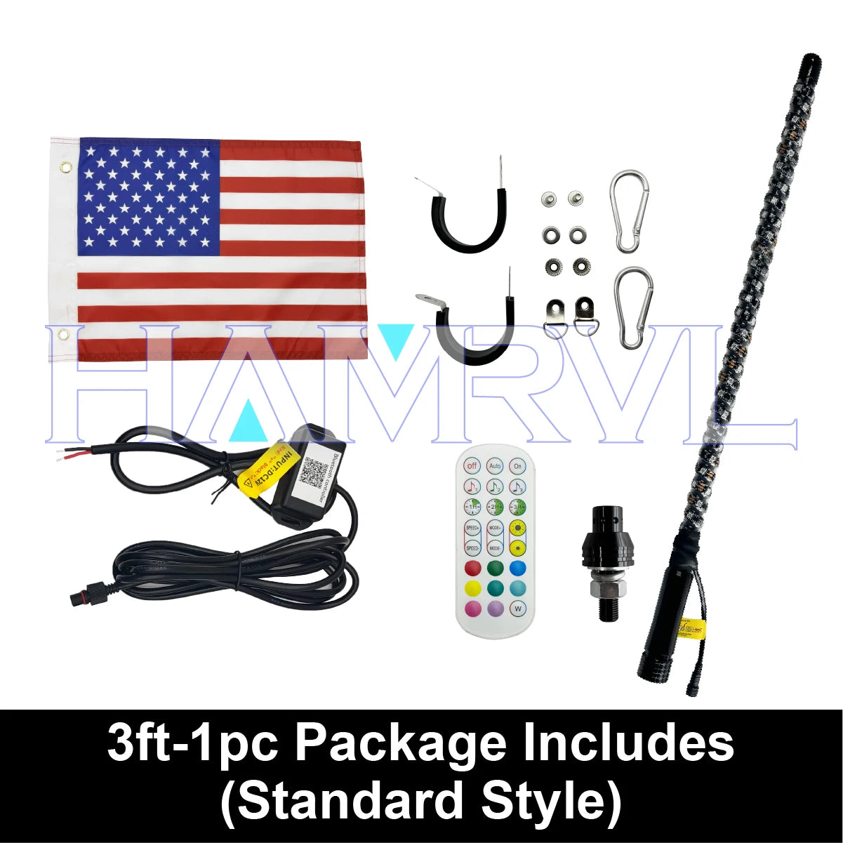 1/2 PCS 2/3/4FT LED Whip Lights RGB Waterproof Multi-Color Flagpole Lamp Bowlight for Offroad Sand Rails Buggies SxS ATV/UTV RZR