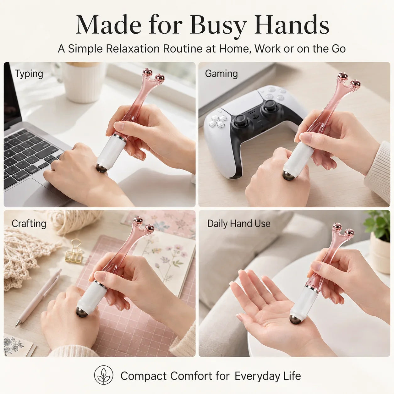 5-Ball Finger Massager 2-in-1 Hand Massage Roller for Fingers Palm Knuckles Wrist Portable Manual Self Care Tool