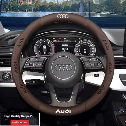 Car AntiSlip Carbon Fiber Leather Steering Wheel Cover, Audi A3 A4 A5 A6 A7 A8 Q1 Q2 Q3 Q5 Q7 Q8 S3 S4 S5 S6 RS3 RS4 RS5 TT