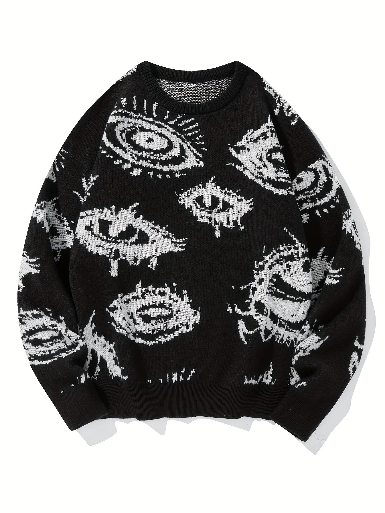 Fall/Winter Men's Jacquard Knit Sweater with Long Sleeves Anti-loose Thread Sweater Fashion Casual Homewear Pullover Trendy Patt