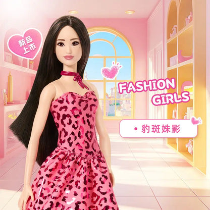 Genuine Barbie Fashionistas Jjn62 Odile Face Doll Pink Paisley Outfit Collectible Fashion Toy Birthday Gift For Girls