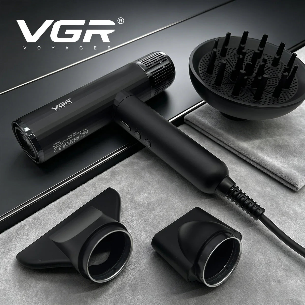 VGR Hair Dryer Professional Brushless Motor Barber Hair Dryer Machine 110000 RPM Air Blower Negative Ion Hair Salon Dryer V-427