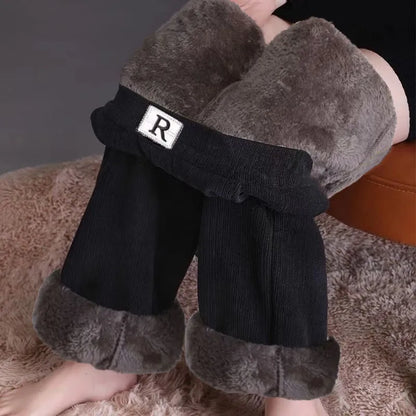 High Waist Fleece Lined Thick Wide Leg Casual Pants for Women Autumn Winter Straight Cut Versatile Comfortable Cotton Trousers