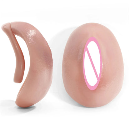 Realistic Pussy Hole Chastity Cage with 4 Size Penis Rings for Men Curve Vagina Texture Cock Lock Bondage Sex Toys for Gay Sissy