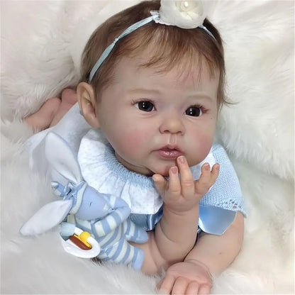 Reborn Realistic Baby Girl Dolls 22 inch Perfectly Cute Soft vinyl Newborn Dolls Open Mouth Real Life Sweet Toddler Doll Soft Cloth Body Reborn Child Doll Toys