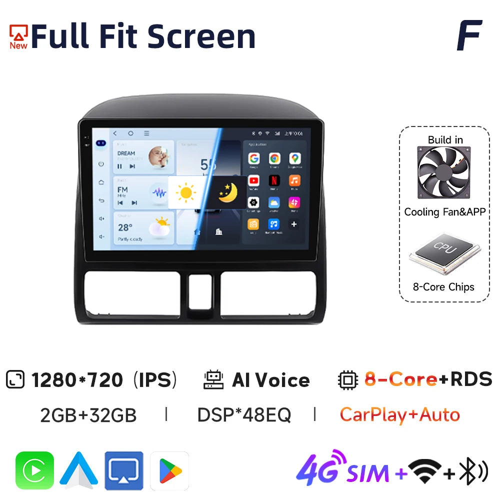 2din Car Radio For Honda CR-V CRV 2001 2002 2003 2004 2005 2006 Automotive Multimedia Video Player Navigation GPS Carplay Radio