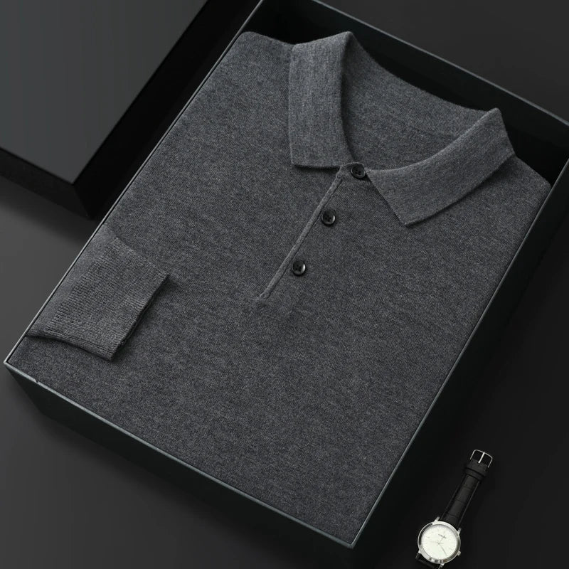 Cashmere sweater men's polo neck worsted wool long sleeve T-shirt business casual sweater pullover sweater bottoming sweater ZM-