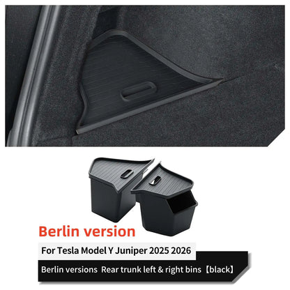LUCKEASY Berlin Version for Tesla Model Y Juniper 2025 2026 Rear Trunk Storage Box Organizing Tidying Car Case Accessories TPE