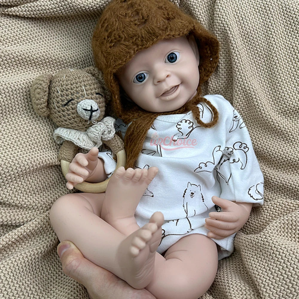 18Inch Dark Skin Full Body Silicone Reborn Baby Realistic Newborn Boy Weighted Lifelike Doll Anatomically Correct for Kids Toy