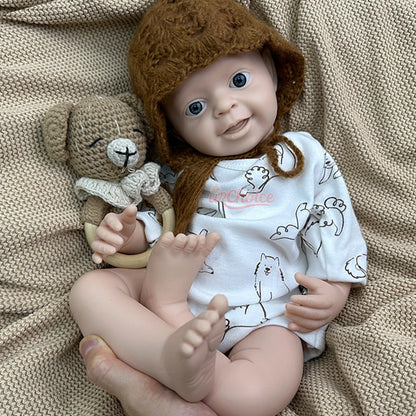 18Inch Dark Skin Full Body Silicone Reborn Baby Realistic Newborn Boy Weighted Lifelike Doll Anatomically Correct for Kids Toy