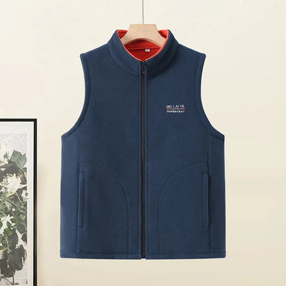 Men's High-quality Velvet Vest Autumn Winter Lightweight Outdoor Casual Vest Camping Fishing Zipper Vest Work Clothes