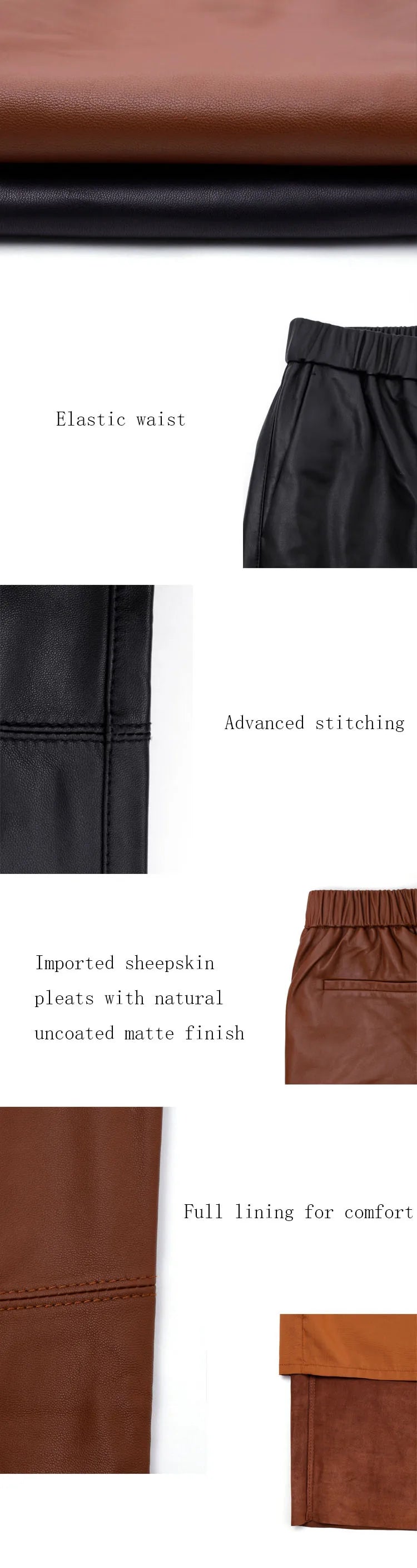 2026 New Streetwear Plus Size Pants Y2k Fashion Genuine Leather Harem Pants Women Real Sheepskin Trousers High Elastic Waist