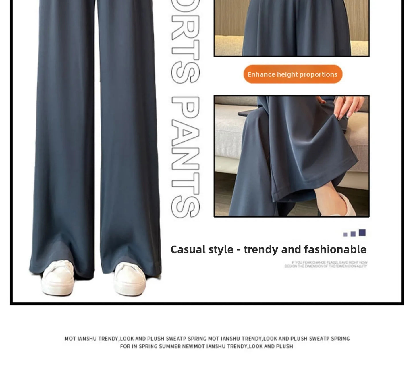 High Waist Wide Leg Pants Women's Loose Casual Straight Nine Points Super plus Size Slimming Trousers Korean Sle Spring Aut...
