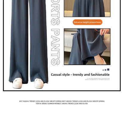 High Waist Wide Leg Pants Women's Loose Casual Straight Nine Points Super plus Size Slimming Trousers Korean Sle Spring Aut...