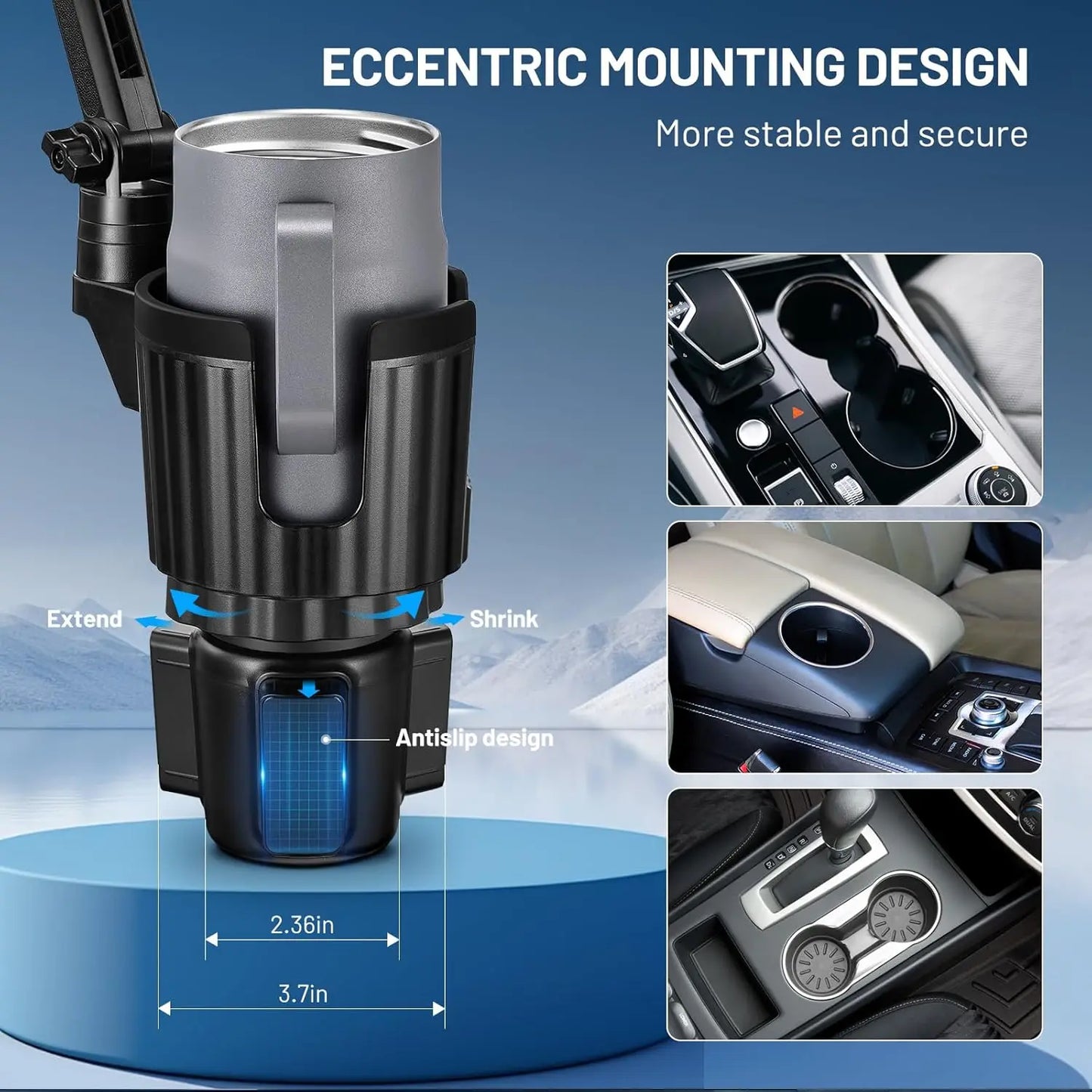 Magnetic Cup Holder Phone Mount, Compatible with MagSafe, 4.1" Base Adjustable Height Car Cup Holder Secure Fit for Car or SUV