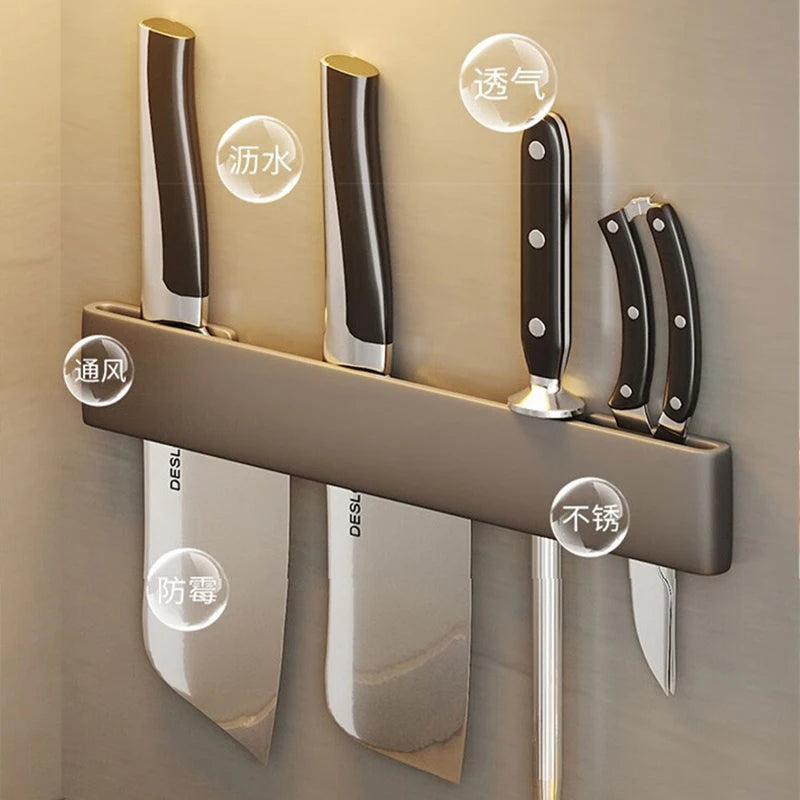 Modern Minimalism Wall-Mounted Kitchen Multi-Functional Shelf Simple Knife Holder Storage Organizer for Kitchen Knives