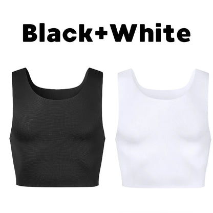 2Pcs Men Sleeveless Compression Vest Gynecomastia Chest Binder Breathable Summer Shaper For Trans FTM Sport Undershirt