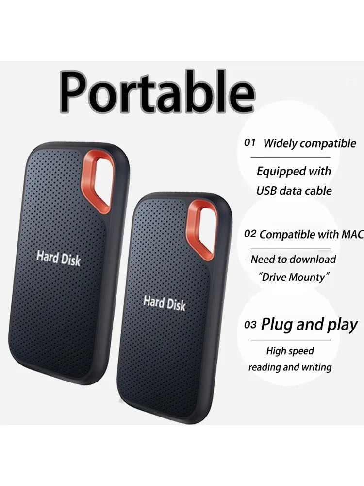 High-speed External Hd 2TB High-quality Hard Drive 128TB 64TB Portable SSD USB3.1 Solid State Disk for Mac/ Pc/Laptops/Phones