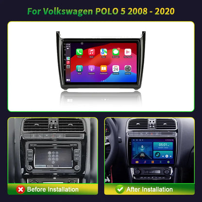 9" Car Radio For Volkswagen Polo 5 Sedan 2008-2020 Android 16 Wireless BT Carplay Multimedia Navigation Touch 2K QLED Screen