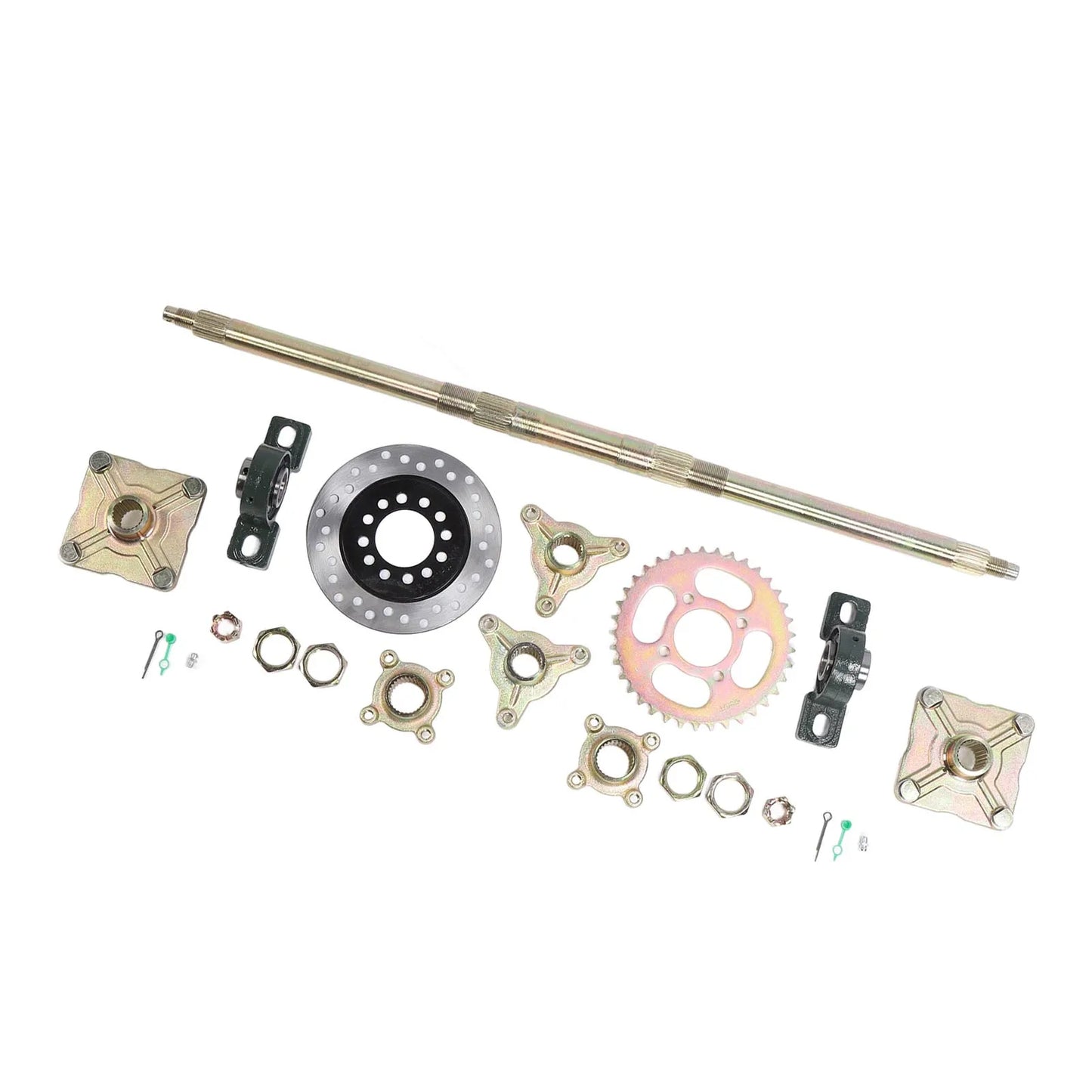 Heavy Duty 740mm Go Kart Rear Axle Kit with 37T Sprocket & Brake Disc for 50-150CC DIY ATVs Quads Drift Trikes