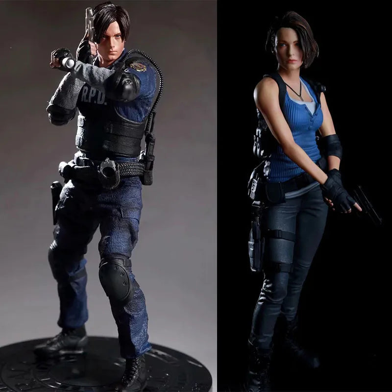 Action Figure 32cm Leon Kennedy Jill Valentine Zombie Hunter Anime Desk Decoration Gk Statue Toys Gift