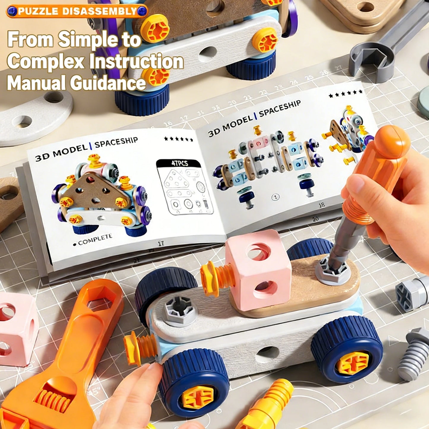 DIY Nut Hand Disassembly Assembly Puzzle Simulated Screwing Toolbox Early Educational Kids Toy Repair Tools Blocks Toys For Boys