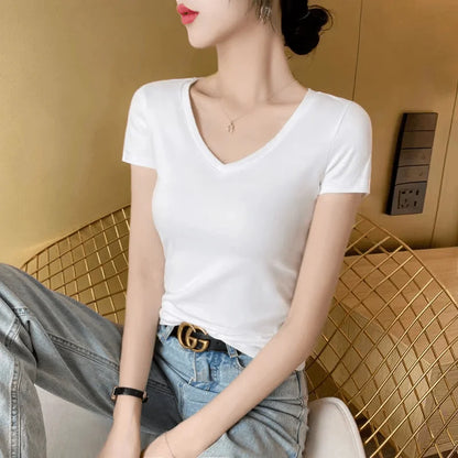 Summer Women's Slim Fit Short Sleeve T-Shirt Half Sleeve Base Shirt Versatile Base Layer Top Quality Polyester Fiber Commute ...