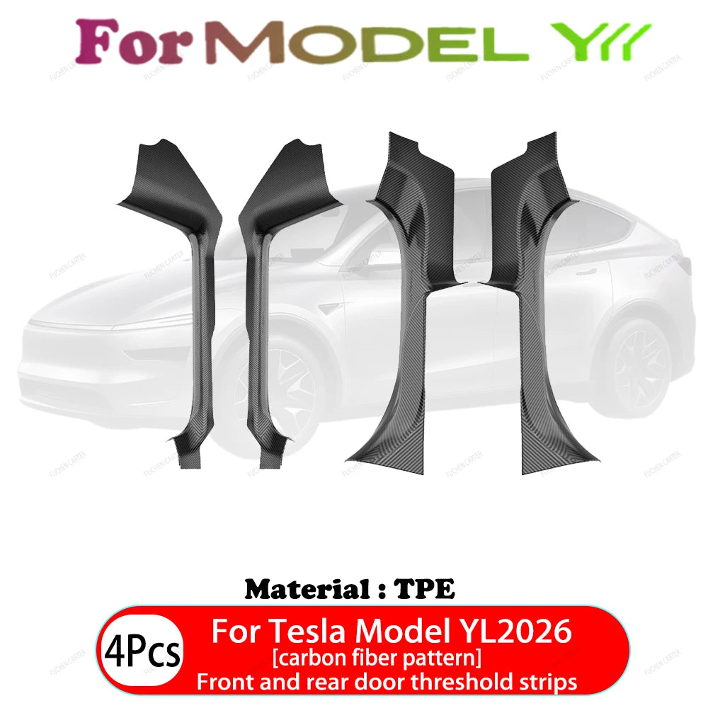 For Tesla Model YL 2026 TPE Front Rear Door Sill Protector Threshold Strip Waterproof Anti-kick Guard Panel Interior Accessories