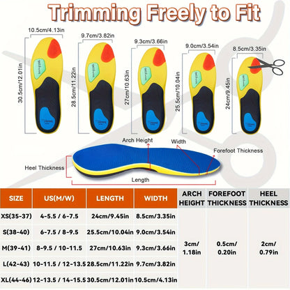 240lbs Heavy Duty Arch Support Insoles Sports Shock Absorption Elastic Wear Resistant Orthopedic Flatfoot Insoles Pain Relief
