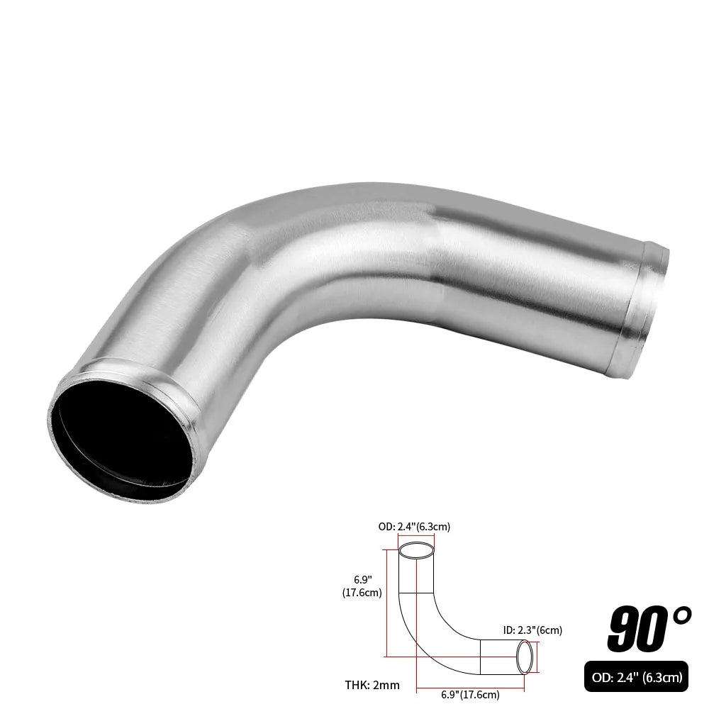 0/45/90 Degrees Type Aluminum Tube Universal 51 63 76mm 2 2.5 3inch Cold Air Intake Pipe Racing Car Turbo High Flow Silver Balck