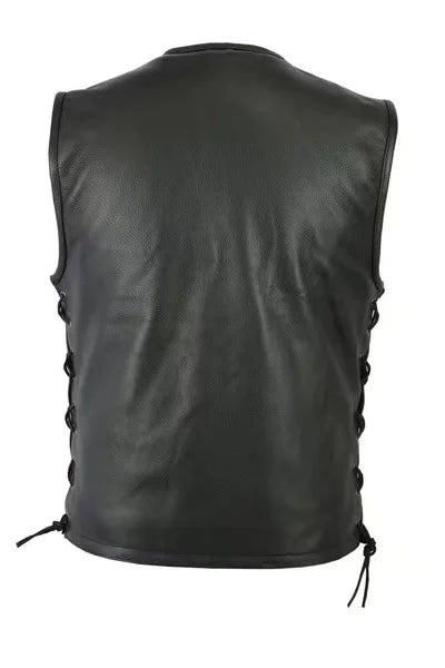 New Solid Color Vest Motorcycle Stand Collar Leather Waistcoat Biker Team Punk Style Streetwear Daily Wear Fashion Outerwear Top