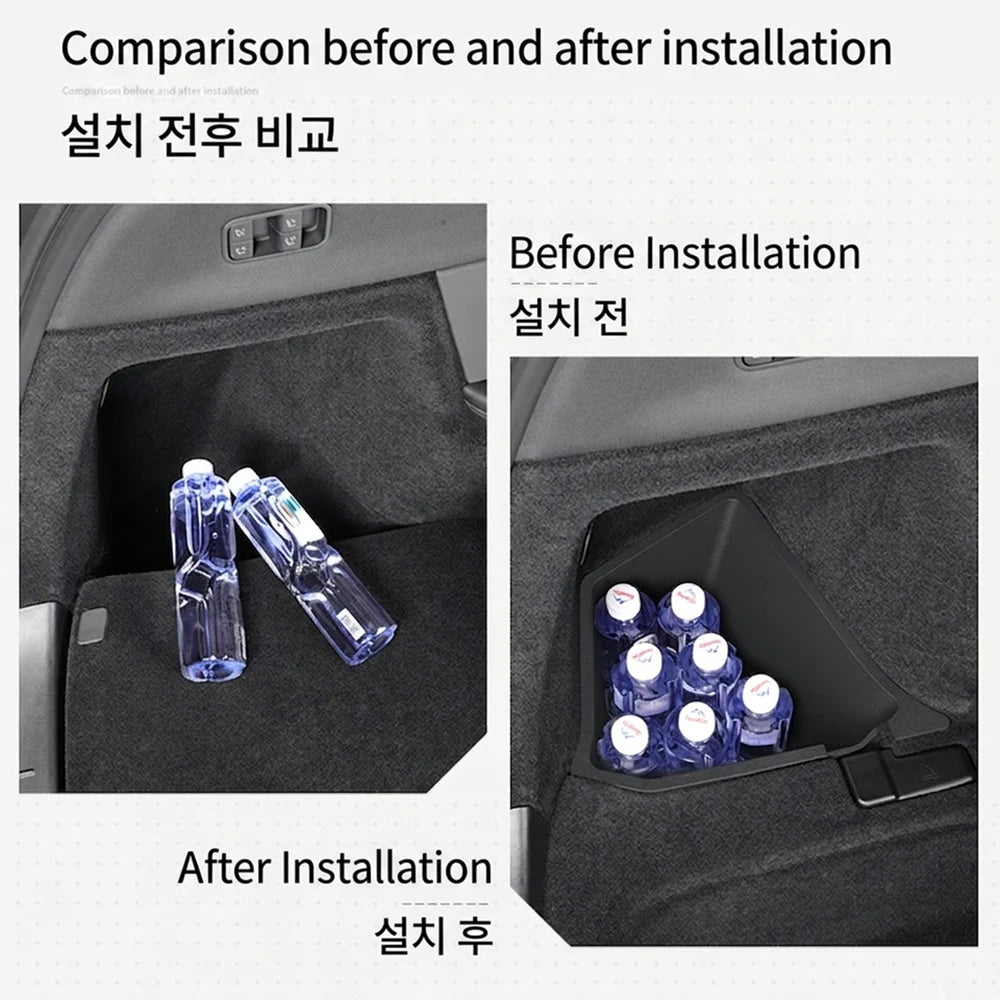 Trunk Side Storage Box Space Optimization Corrosion Resistant TPE Organizer Bins with Lids 1 Pair 2026 Tesla Model Y L LWB Trunk