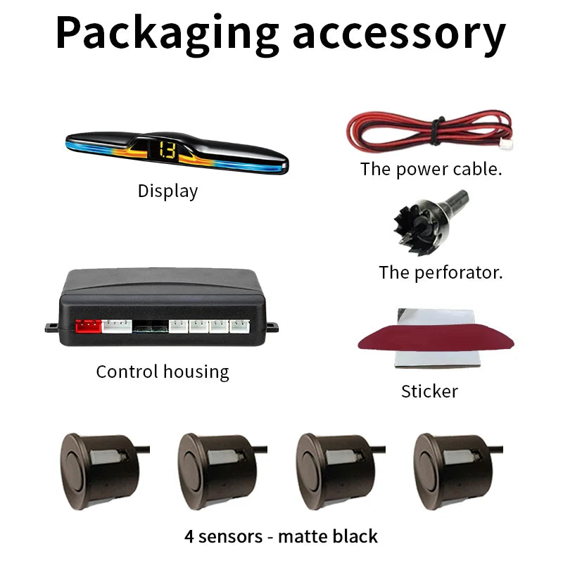Source Factory 4-Probe Parking Sensor System 22mm 12V Voice Prompt Waterproof Reversing Radar Car Parking Assistance Kit