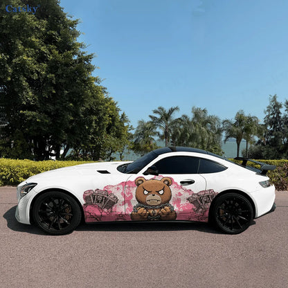 2pcs.Dark Evil Cool Cartoon Zipper Bear & Motorcycle Gear Car Wrap Sticker.Automotive Sticker.car Vinyl Wraps