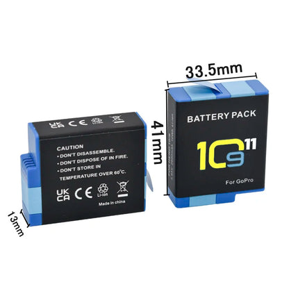 2000mAh Battery For GoPro Hero 11 10 9 Li-ion Battery Pack Motion Camera Battery Storage for GoPro Hero9 Rechargeable Batteries