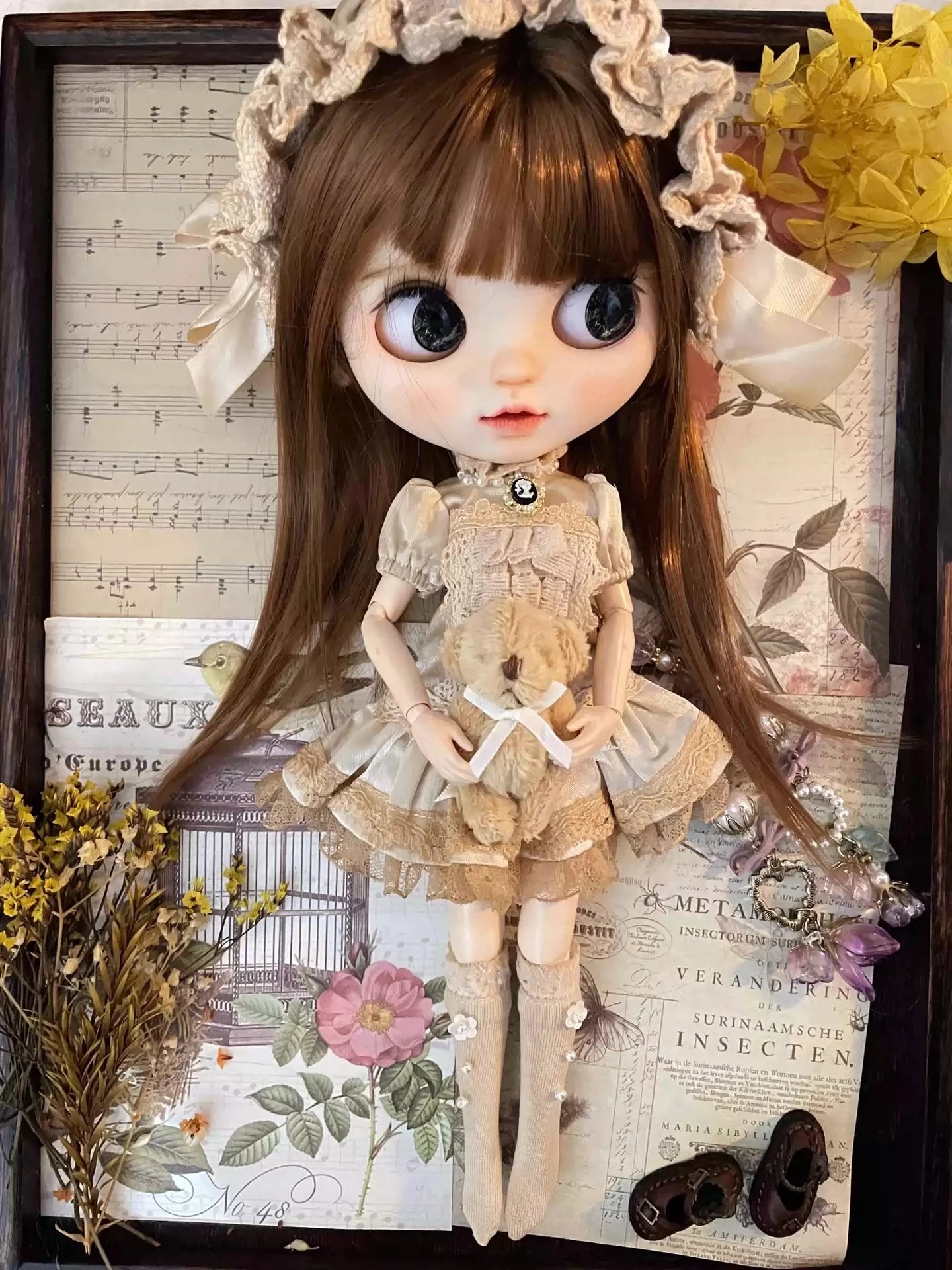 Dula Doll Clothes Dress Vintage Tea Dyeing Skirt Blythe Qbaby OB24 OB22 Azone Licca ICY JerryB 1/6 Doll