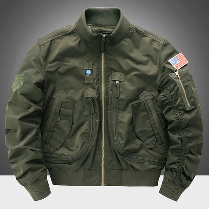 Men's flight jacket - waterproof field coat Fashionable stand up collar outdoor training clothes, streetwear tops, outerwear