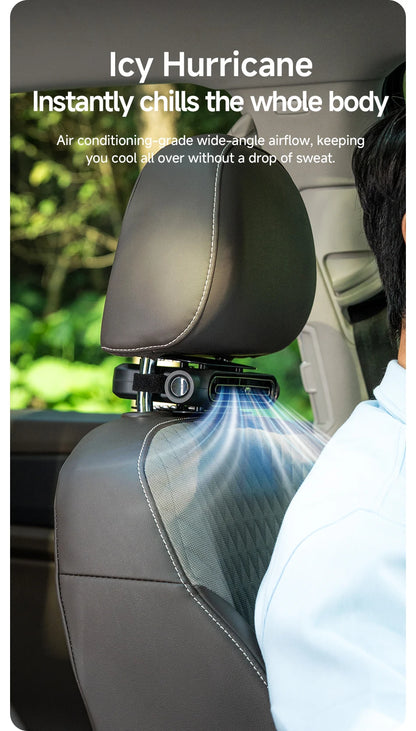 Summer Car Seat Cooling Fan 3 Speed Quiet USB Headrest Ventilation 5V Portable Backseat Cooler with 3000mAh Battery or Corded