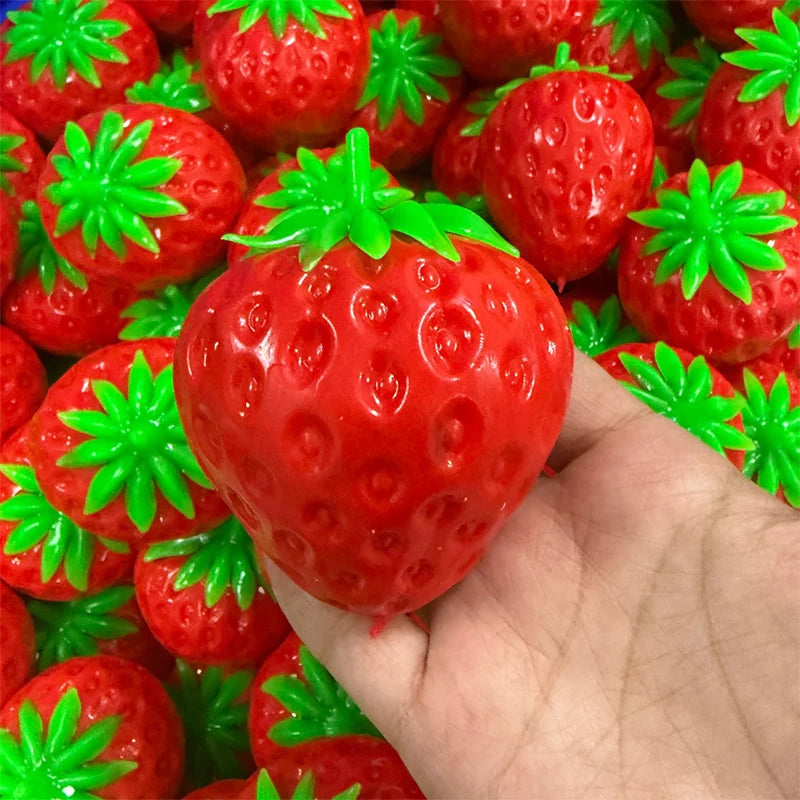 Strawberry Crunchy Stress Ball Squeeze Toy Crispy Squishy Fidget Toy Round Blocks Filled Decompression Sensory Toy Gifts