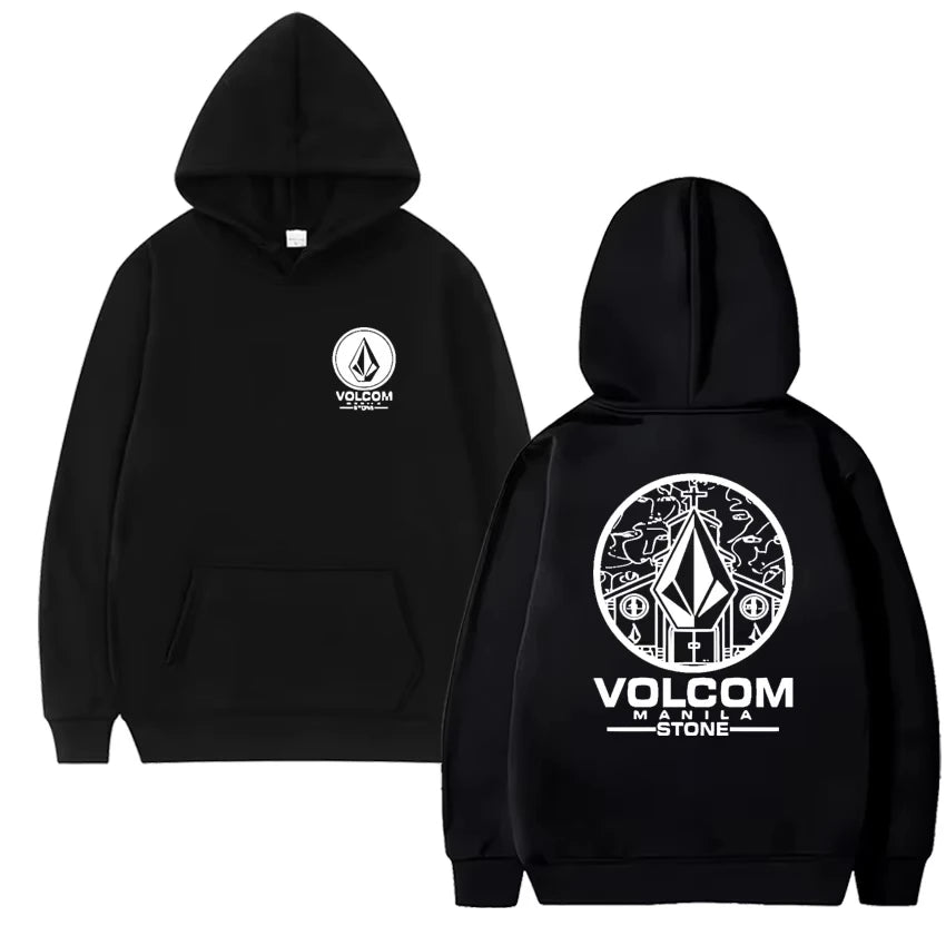 Volcom Stone Double Print Autumn Winter Warm Cotton street style Men's Fleece Hoodie Outdoor Commuter Men's Top High Elastic tos