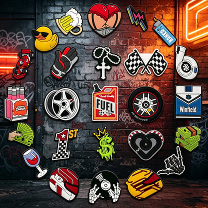 1/25PCS Cool Racing Shoe Charms Funny Beer Duck Money Shoe Decoration, Trendy Streetwear Accessories for Men Teens Party Gift