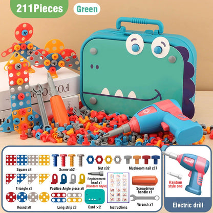 Kids Electric Drill Screw Nut Puzzles Toys Pretend Play Tool Disassembly Assembly Drill Puzzle Toys For Boy Children Gifts