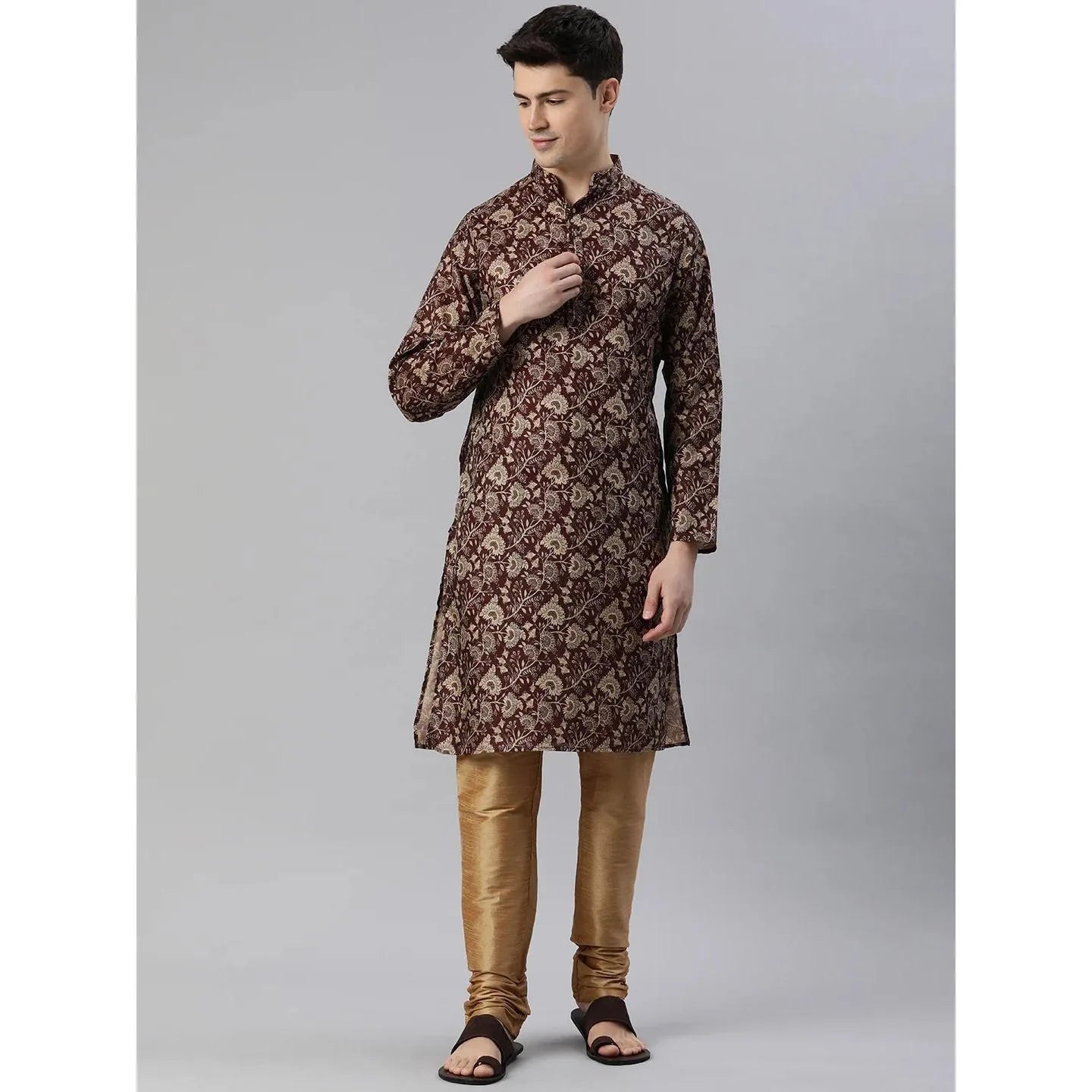 Kurta Vardha Regular Fit Mandarin Collar Long Suitable All Occasions Such Wedding Hari Raya Aidilfitri Gebetskleidung Mann