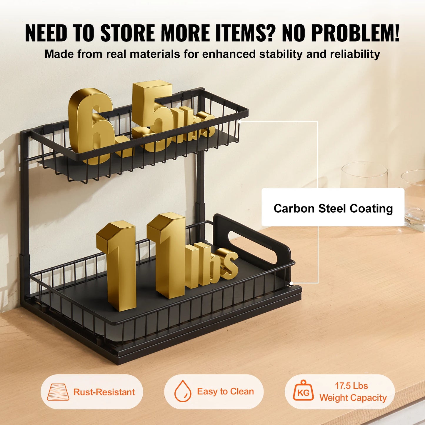 SucceBuy 2Tier Pull Out Cabinet Organizer Under Sink Organizer Slide Out Drawer Cabinet Organizer Sliding Storage Shelf