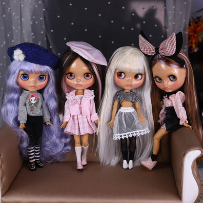 ICY DBS Blyth Doll 1/6 Joint 30cm tan Skin Glossy Face Female Set Doll BJD Toy Gift